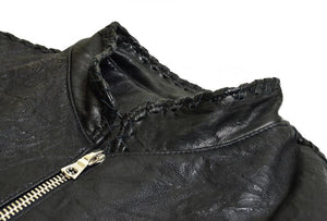 Kashani Lost Angel Mandarin Collar Stingray/Calf Leather Biker Jacket - Dudes Boutique