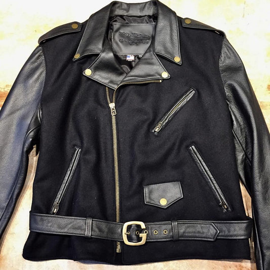 G-Gator black wool and lambskin biker jacket