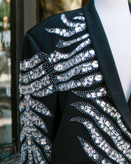 The Spotlight Starts Here — Kashani Hyper Crystal Blazer &amp; Button-Up Shirt