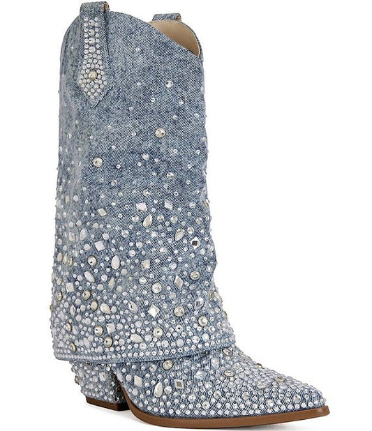 Azalea Wang Christos Denim Western Boot