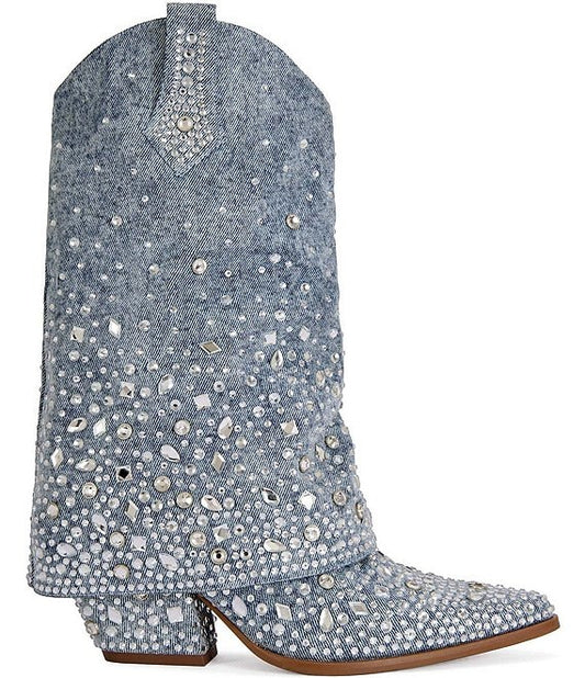 Azalea Wang Christos Denim Western Boot