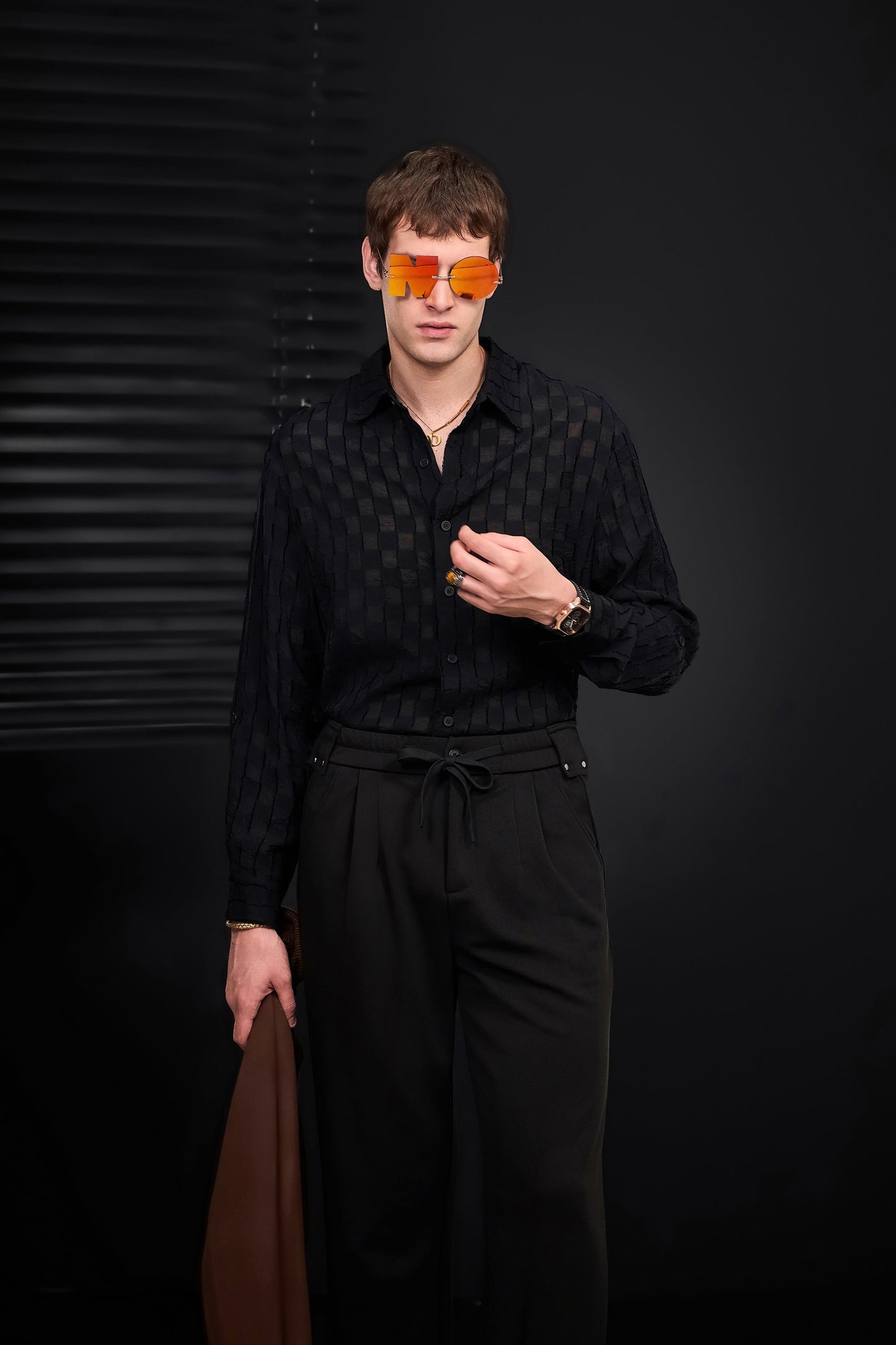 Haven Textured Long Sleeve Shirt BLACK