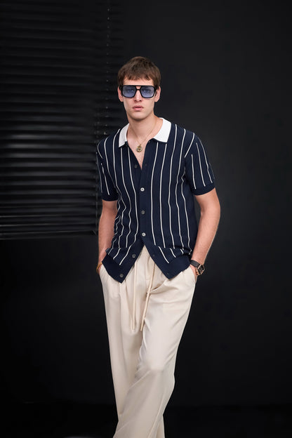 ModStripe Knit Shirt NAVY/WHITE