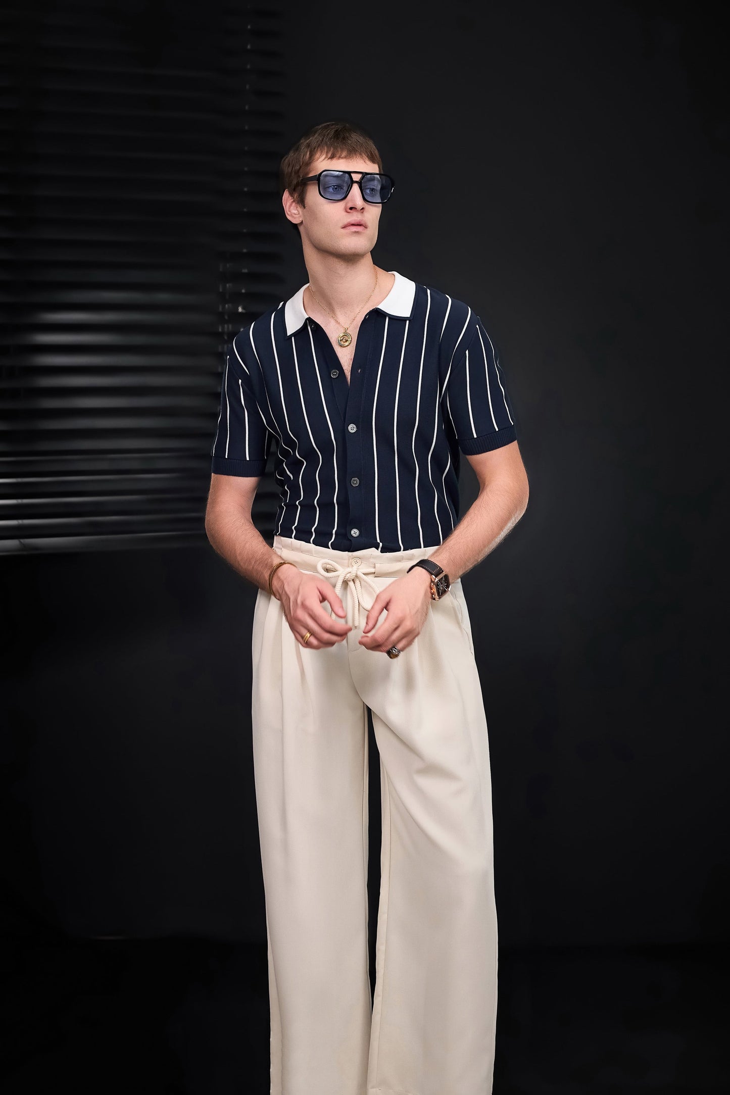ModStripe Knit Shirt NAVY/WHITE