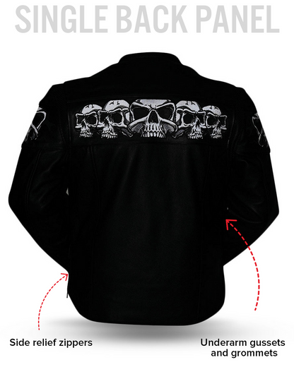 FMG Skull Glow-in-Dark Motorcycle Leather Biker Jacket