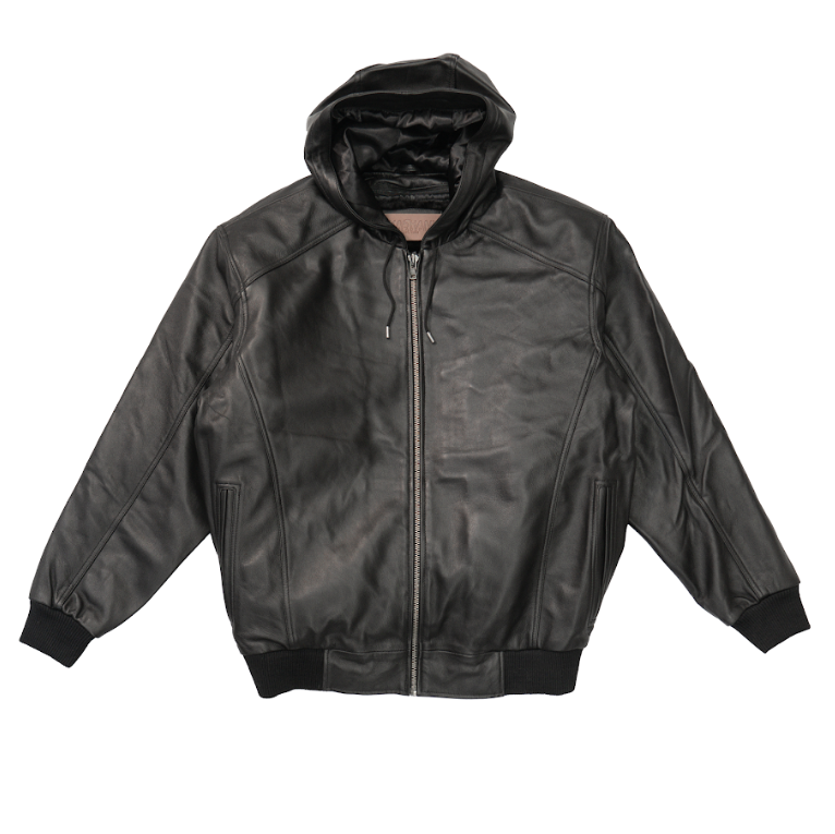 Kashani Black Hooded Lambskin Bomber Jacket - Dudes Boutique