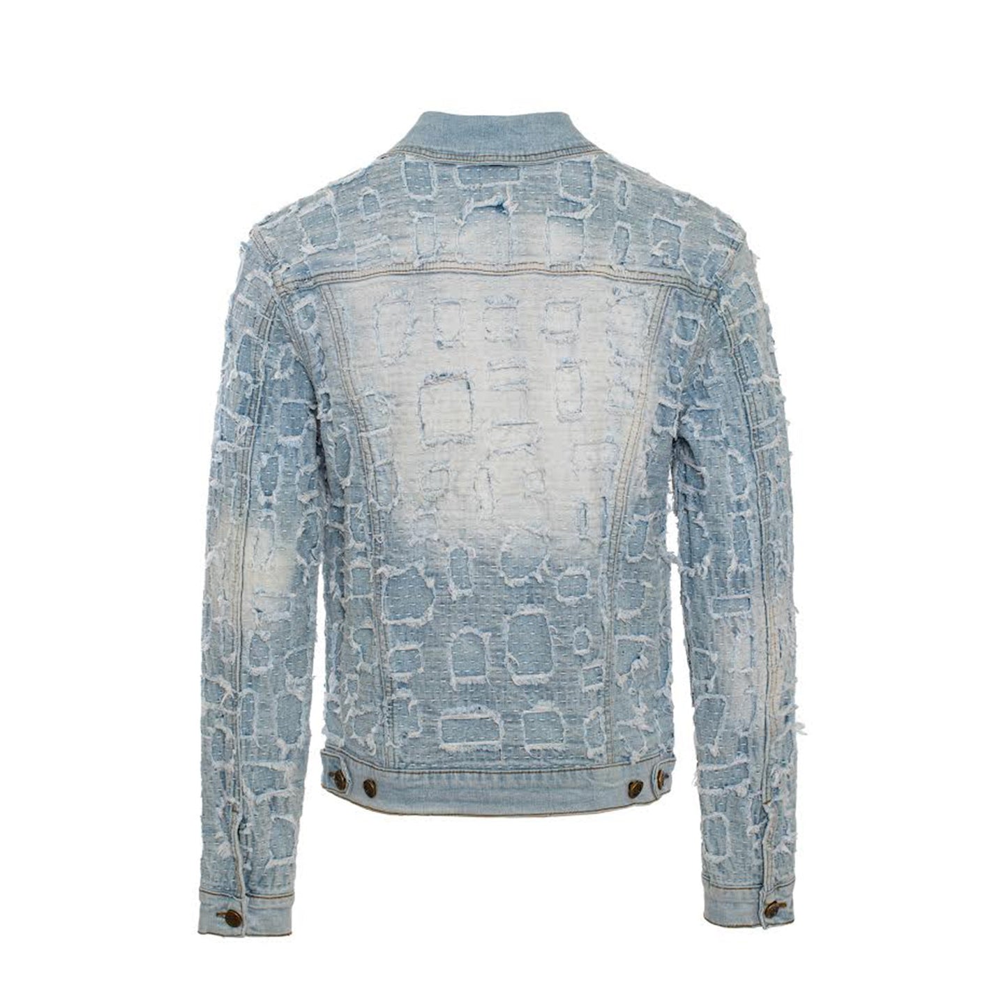 Patchwork Distressed Denim Jacket + Jeans SET - LIGHT BLUE - Dudes Boutique