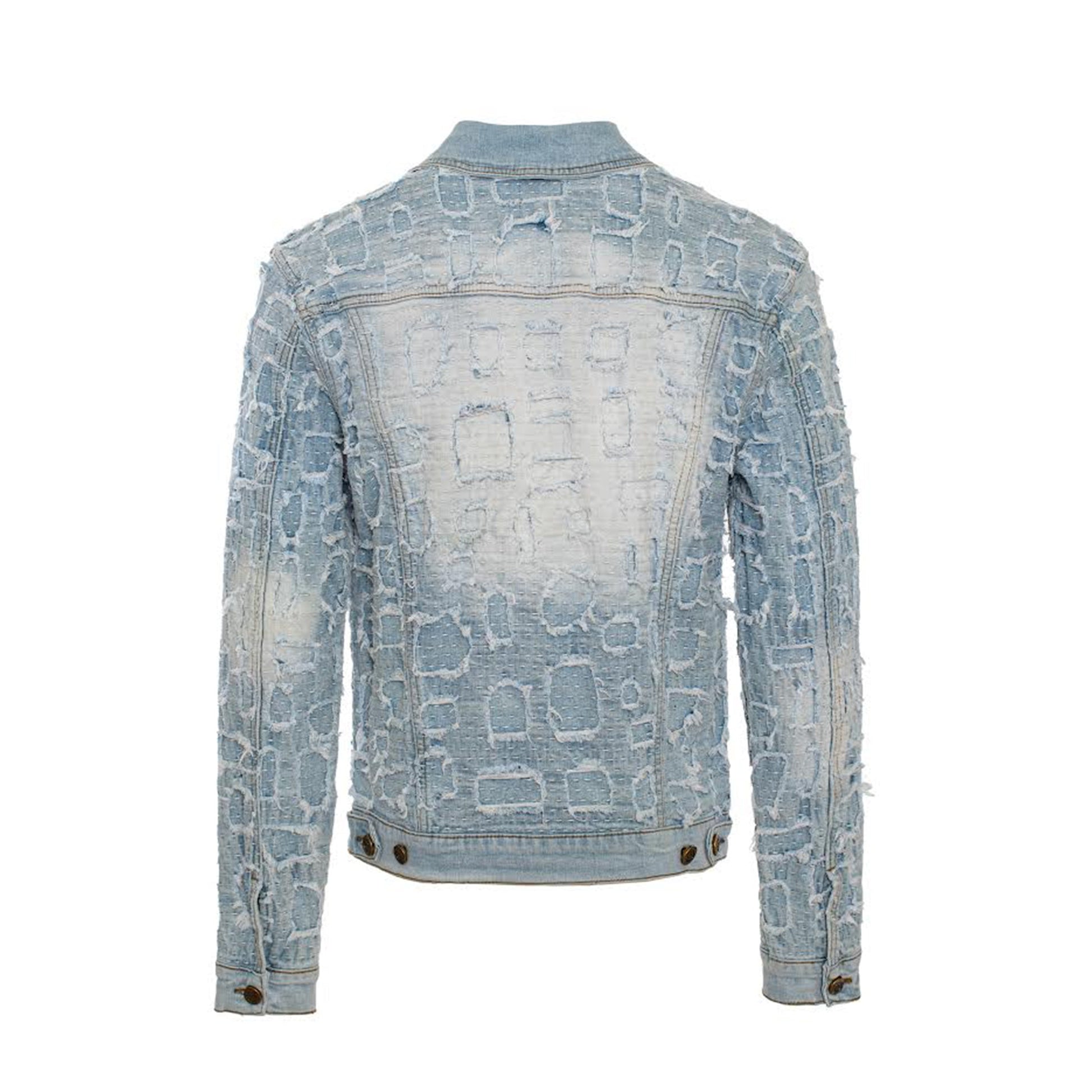 Patchwork Distressed Denim Jacket + Jeans SET - LIGHT BLUE - Dudes Boutique