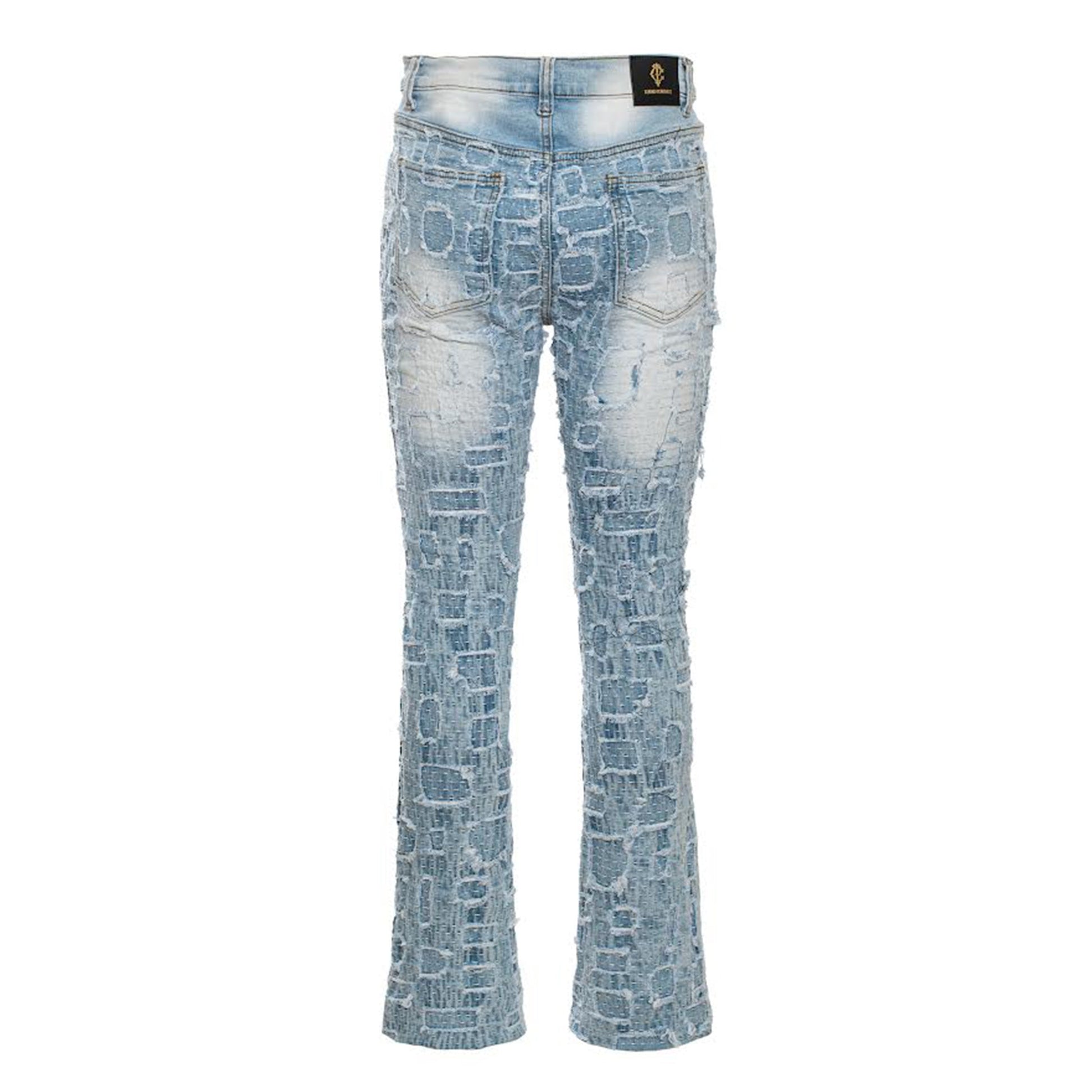 Patchwork Distressed Denim Jacket + Jeans SET - LIGHT BLUE - Dudes Boutique