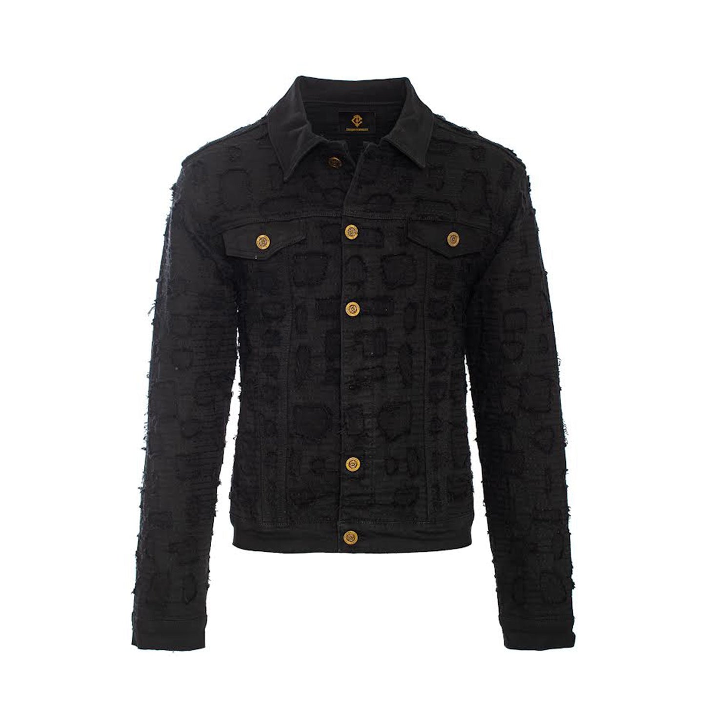 Patchwork Distressed Denim Jacket + Jeans SET - BLACK - Dudes Boutique
