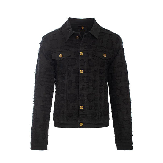 Patchwork Distressed Denim Jacket + Jeans SET - BLACK - Dudes Boutique