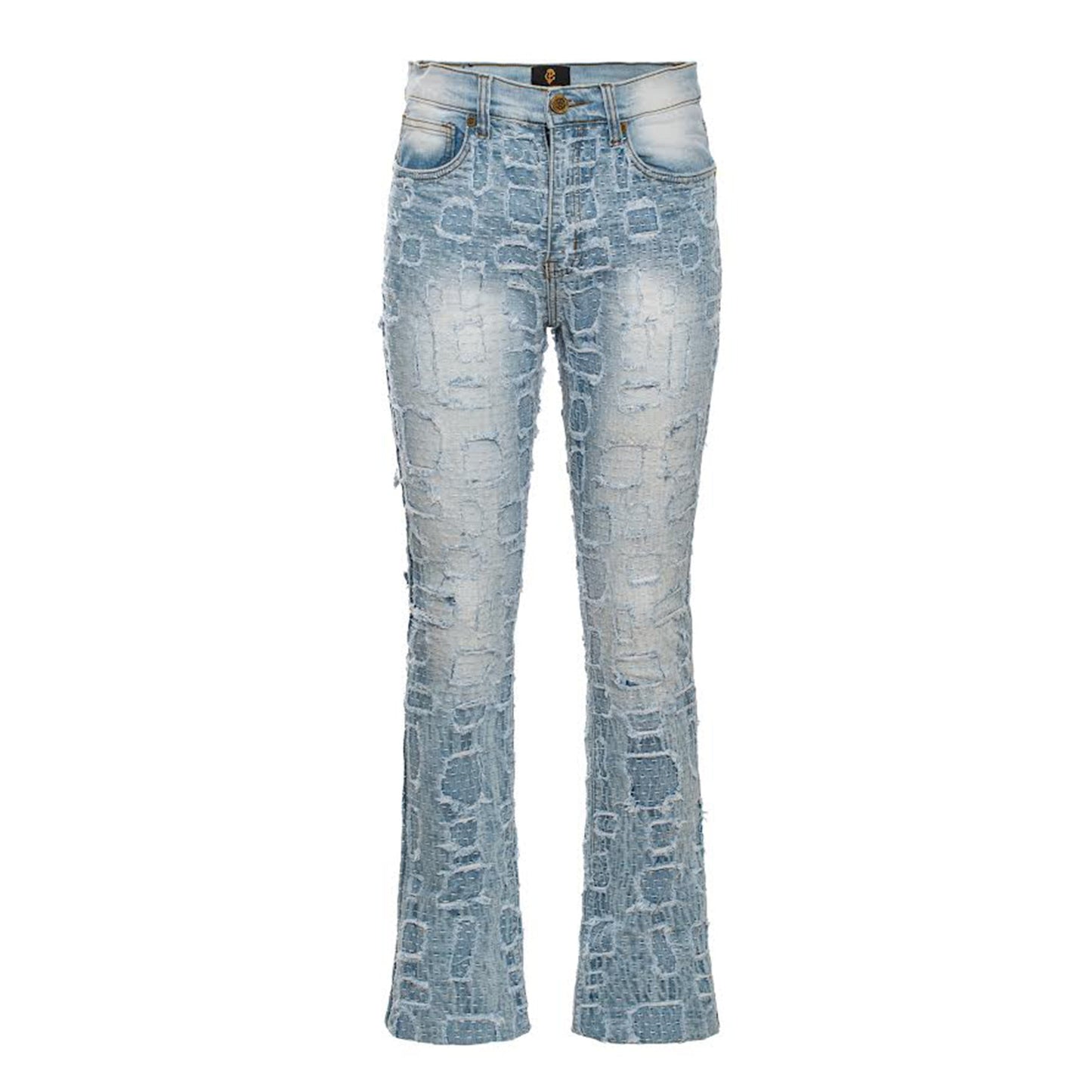 Patchwork Distressed Denim Jeans-LIGHT BLUE - Dudes Boutique