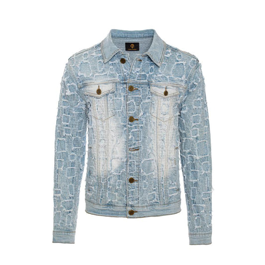 Patchwork Distressed Denim Jacket + Jeans SET - LIGHT BLUE - Dudes Boutique