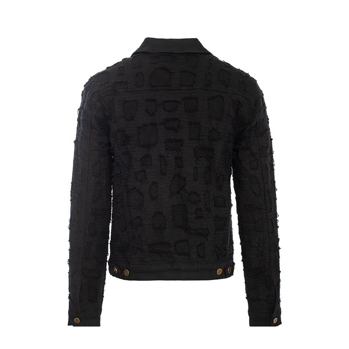 Patchwork Distressed Denim Jacket + Jeans SET - BLACK - Dudes Boutique