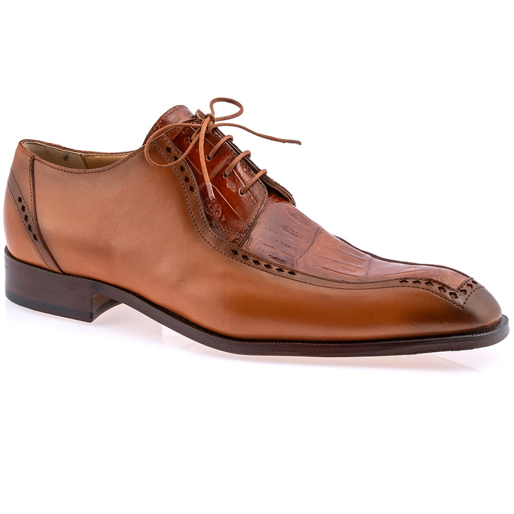 Mauri 1057 Alessi Calfskin & Baby Crocodile Derby Cognac