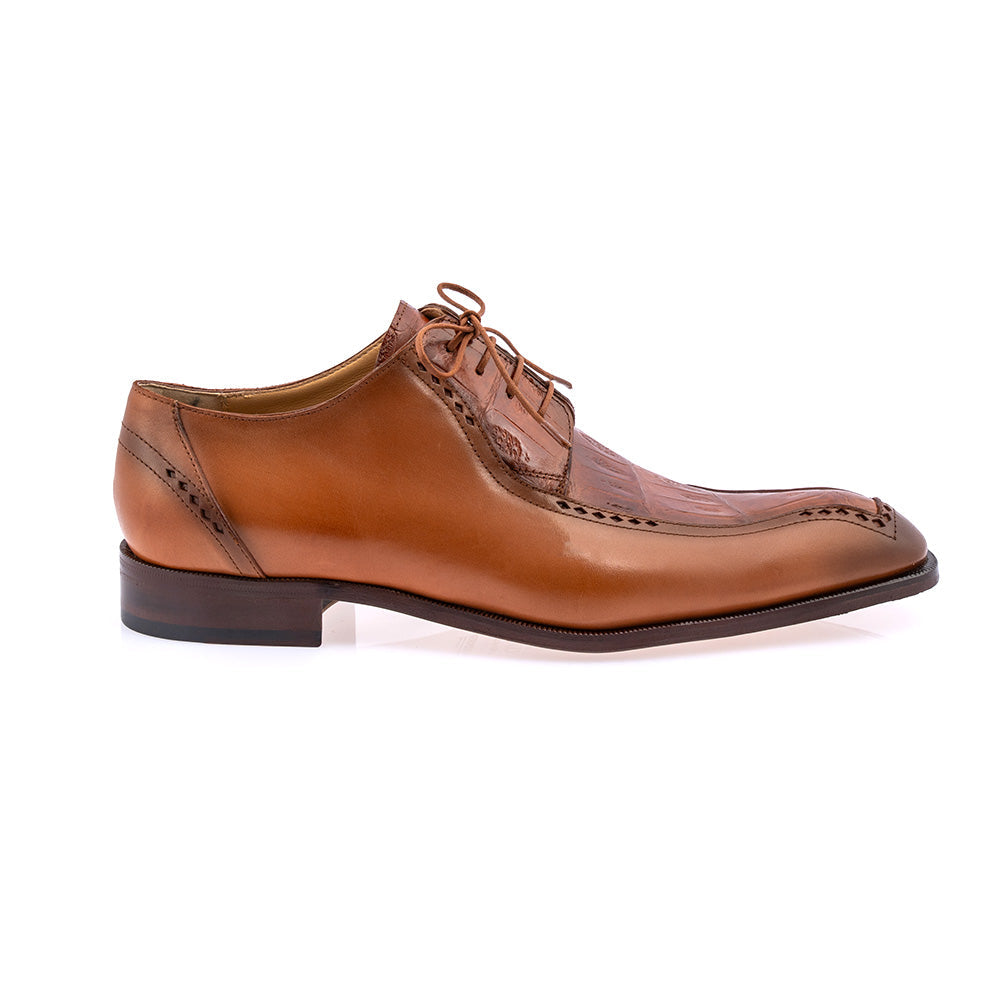 Mauri 1057 Alessi Calfskin & Baby Crocodile Derby Cognac