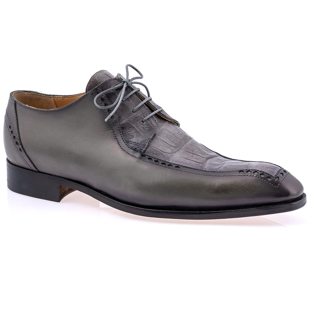 Mauri 1057 Alessi Calfskin & Baby Crocodile Derby Medium Grey