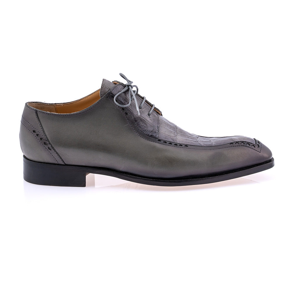 Mauri 1057 Alessi Calfskin & Baby Crocodile Derby Medium Grey