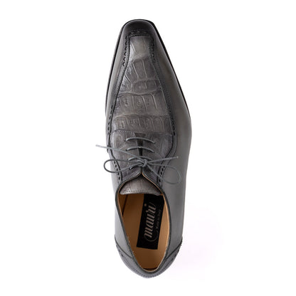 Mauri 1057 Alessi Calfskin & Baby Crocodile Derby Medium Grey