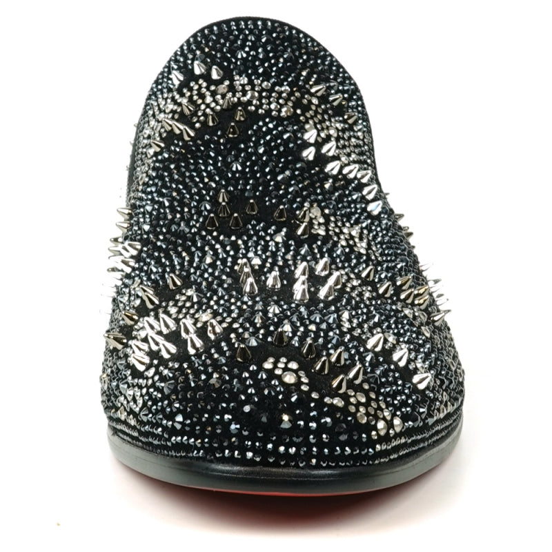 Fiesso Black & Silver Fully Loaded Crystal Loafers - Dudes Boutique