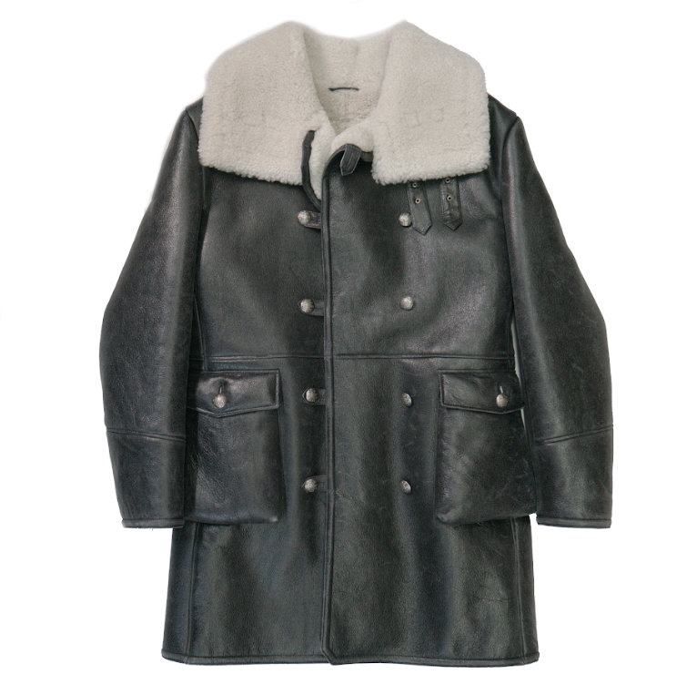 Kashani Black/White Double Breasted Patch Pocket 3/4 Shearling Coat - Dudes Boutique