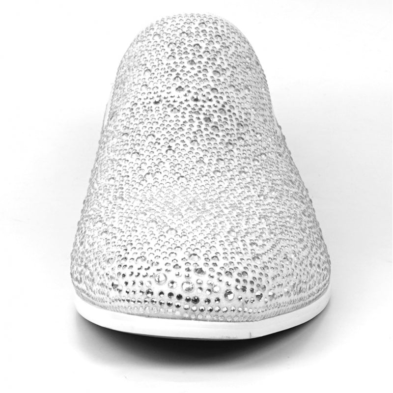 Fiesso White Fully Loaded Crystal Loafers - Dudes Boutique