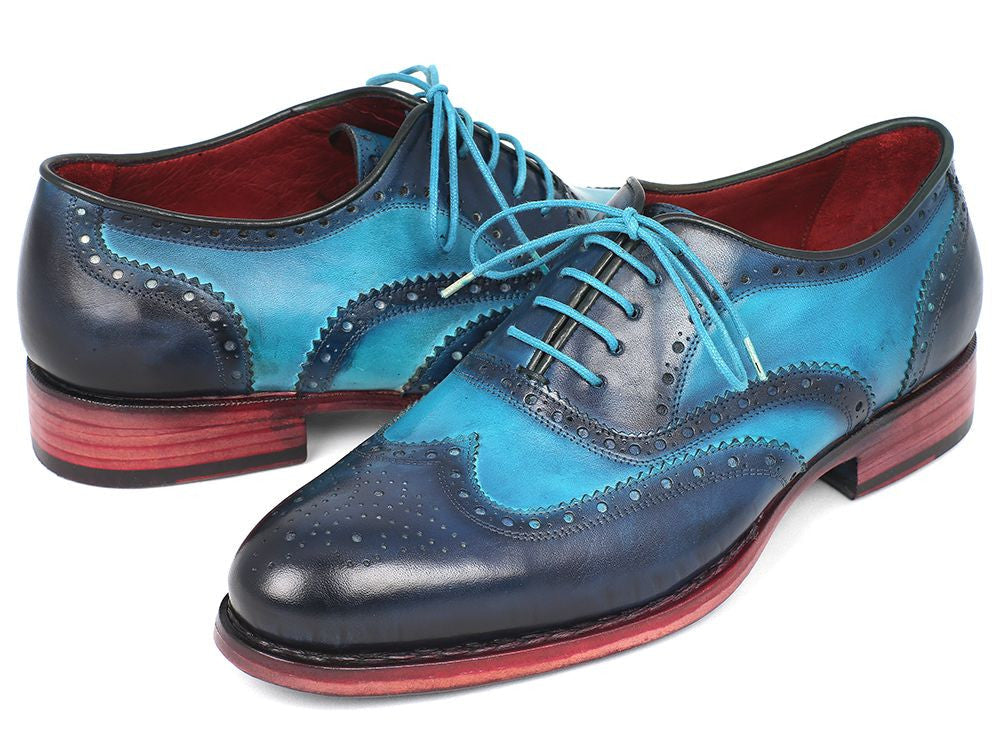Paul Parkman Men's Two Tone Wingtip Oxfords Blue & Turquoise