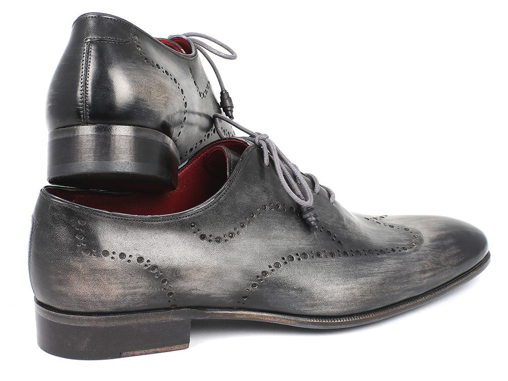Paul Parkman Wingtip Oxfords Gray & Black Handpainted Calfskin
