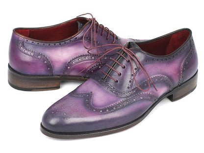 Paul Parkman Wingtip Oxfords Purple & Navy Handpainted Calfskin