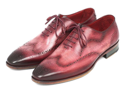 Paul Parkman Wingtip Oxfords Burgundy Handpainted Calfskin