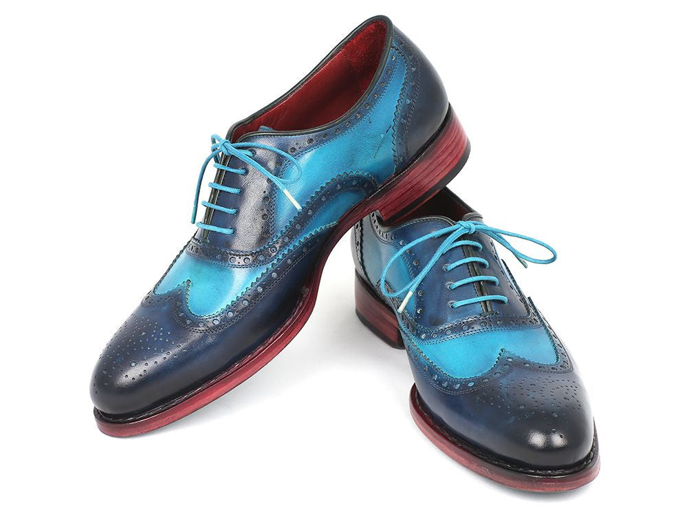 Paul Parkman Men's Two Tone Wingtip Oxfords Blue & Turquoise