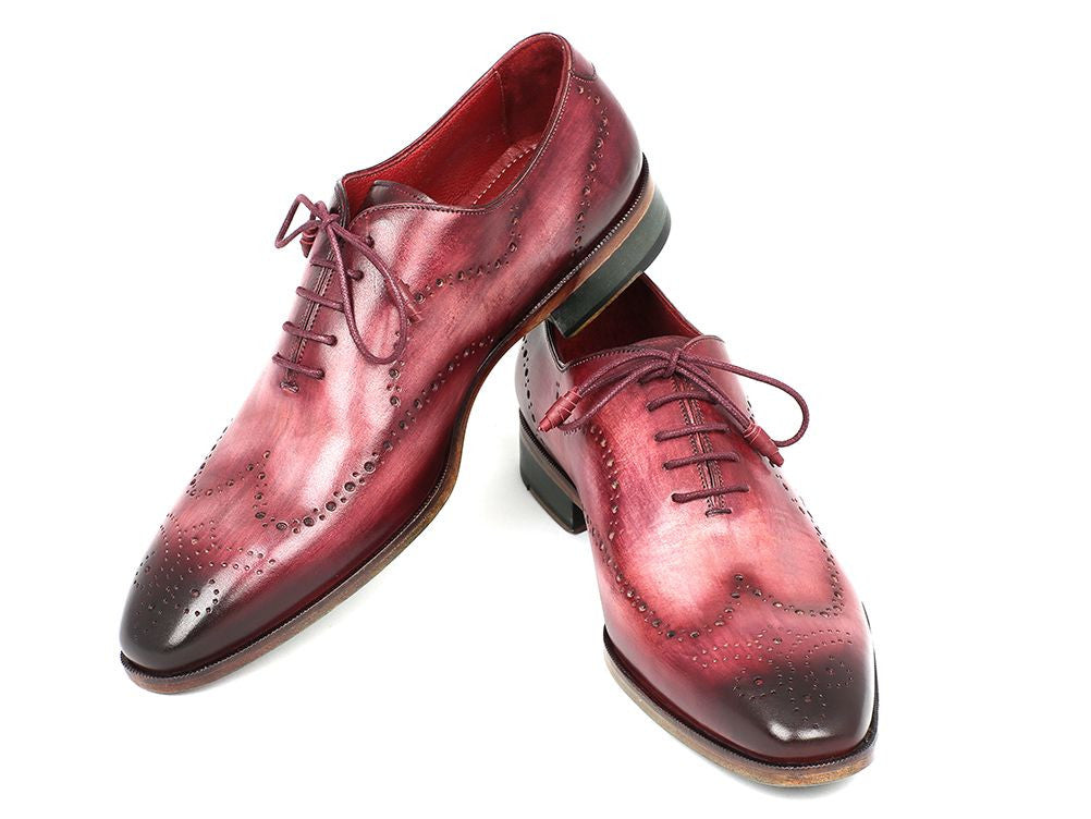 Paul Parkman Wingtip Oxfords Burgundy Handpainted Calfskin