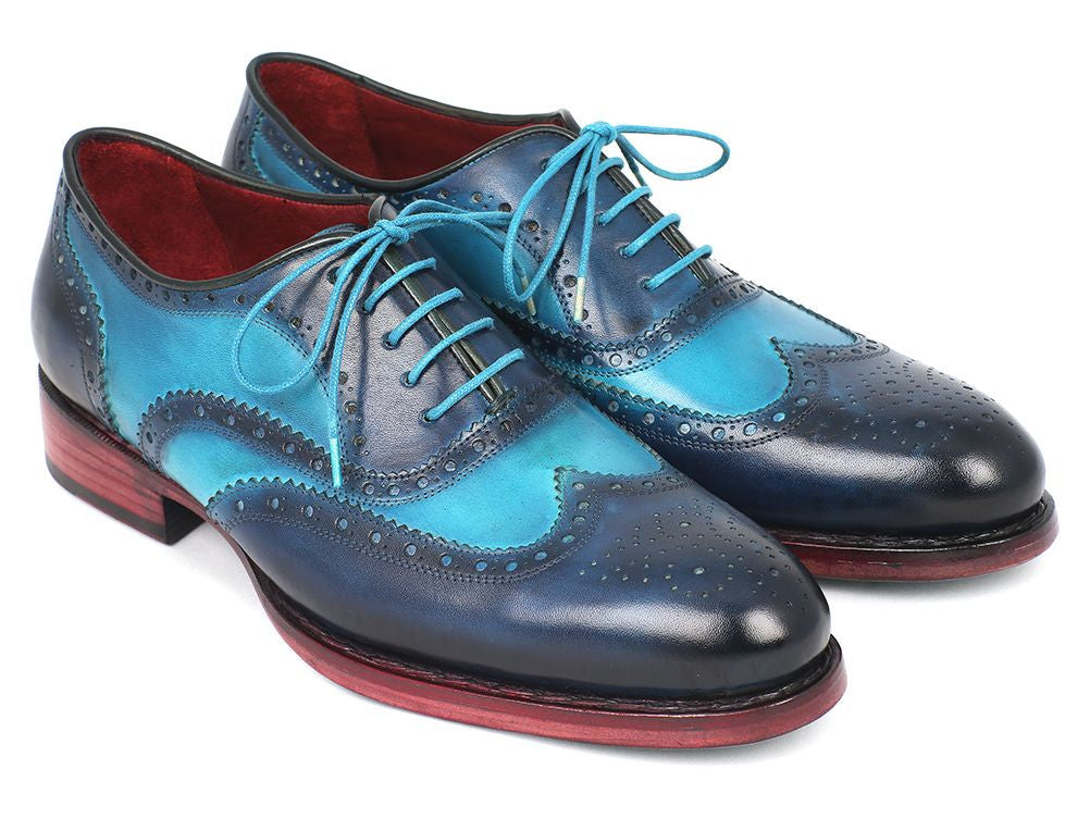 Paul Parkman Men's Two Tone Wingtip Oxfords Blue & Turquoise