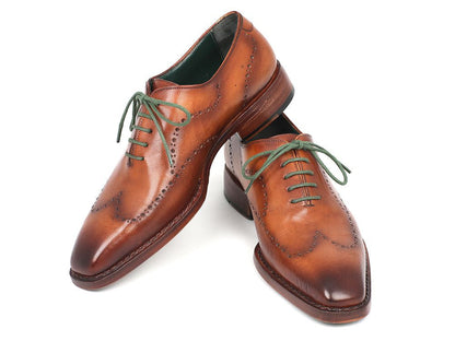 Paul Parkman Men's Wingtip Oxford Goodyear Welted Camel Brown