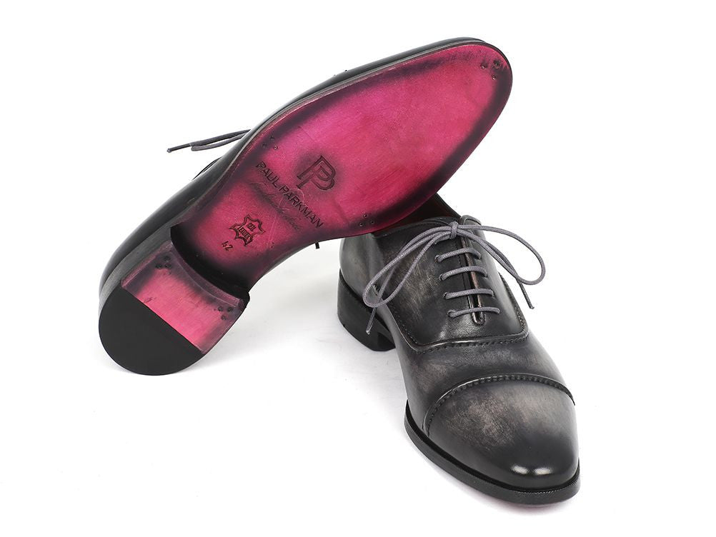Paul Parkman Captoe Oxfords Gray & Black Hand Painted Shoes