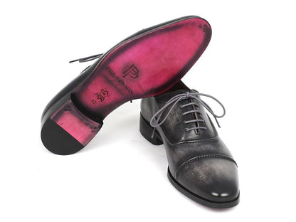 Paul Parkman Captoe Oxfords Gray & Black Hand Painted Shoes