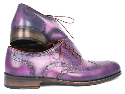 Paul Parkman Wingtip Oxfords Purple & Navy Handpainted Calfskin