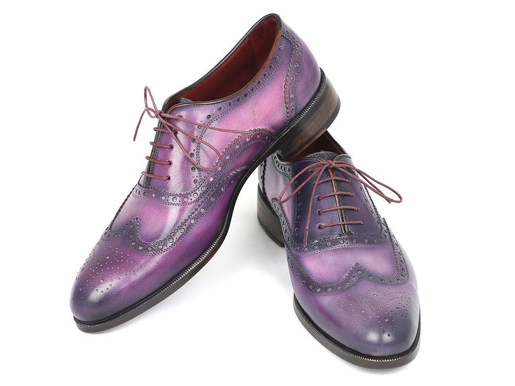 Paul Parkman Wingtip Oxfords Purple & Navy Handpainted Calfskin