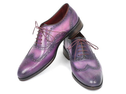 Paul Parkman Wingtip Oxfords Purple & Navy Handpainted Calfskin