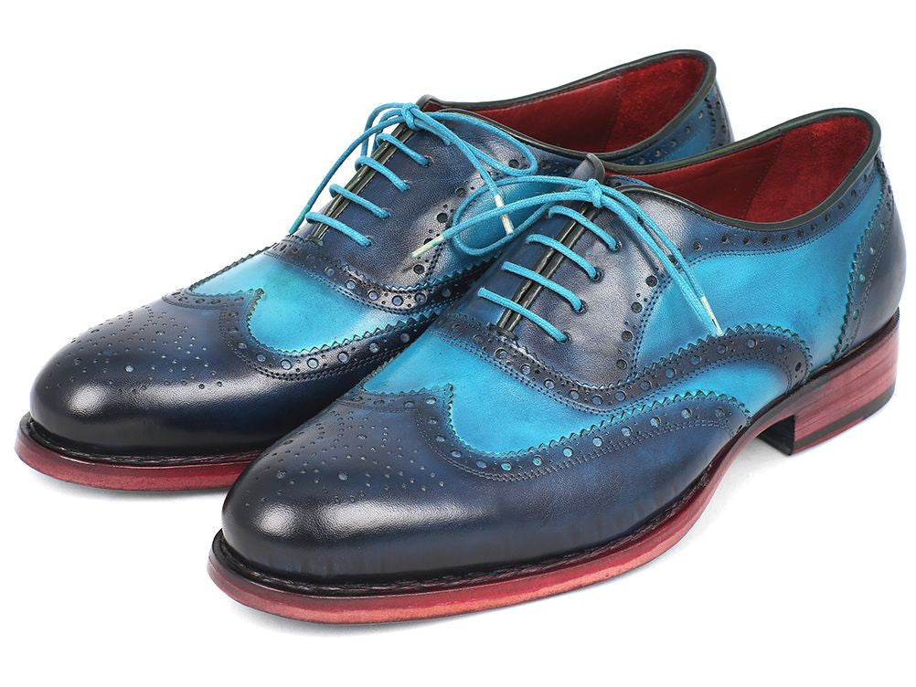 Paul Parkman Men's Two Tone Wingtip Oxfords Blue & Turquoise