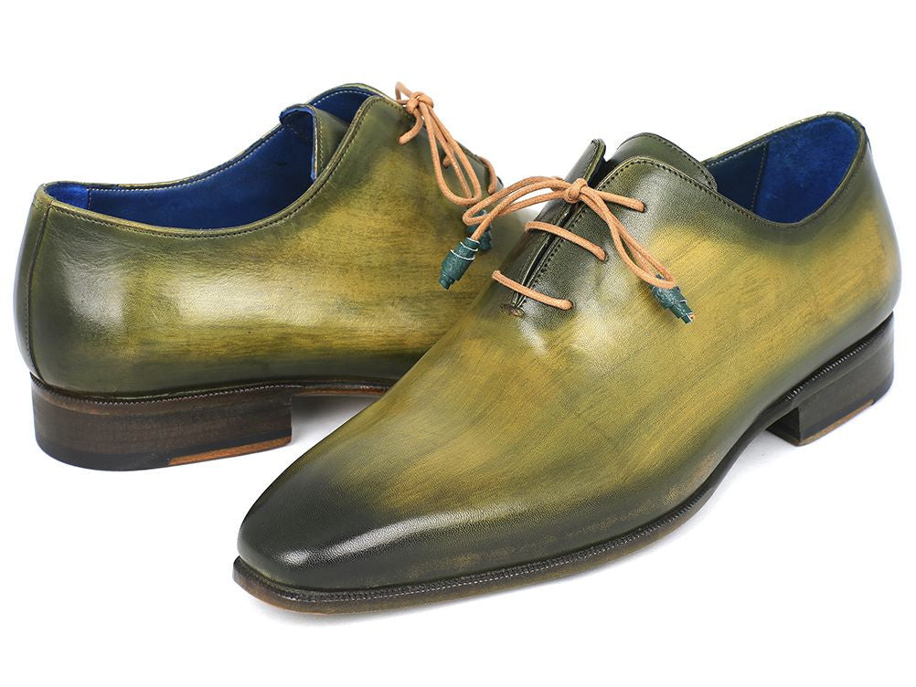 Paul Parkman Plain Toe Wholecut Oxfords Green Hanpainted Leather
