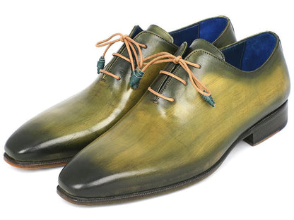 Paul Parkman Plain Toe Wholecut Oxfords Green Hanpainted Leather