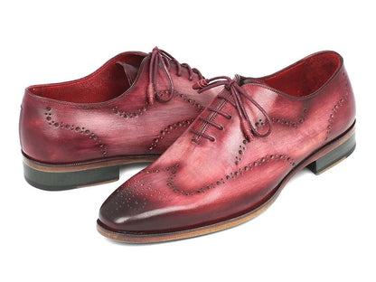 Paul Parkman Wingtip Oxfords Burgundy Handpainted Calfskin