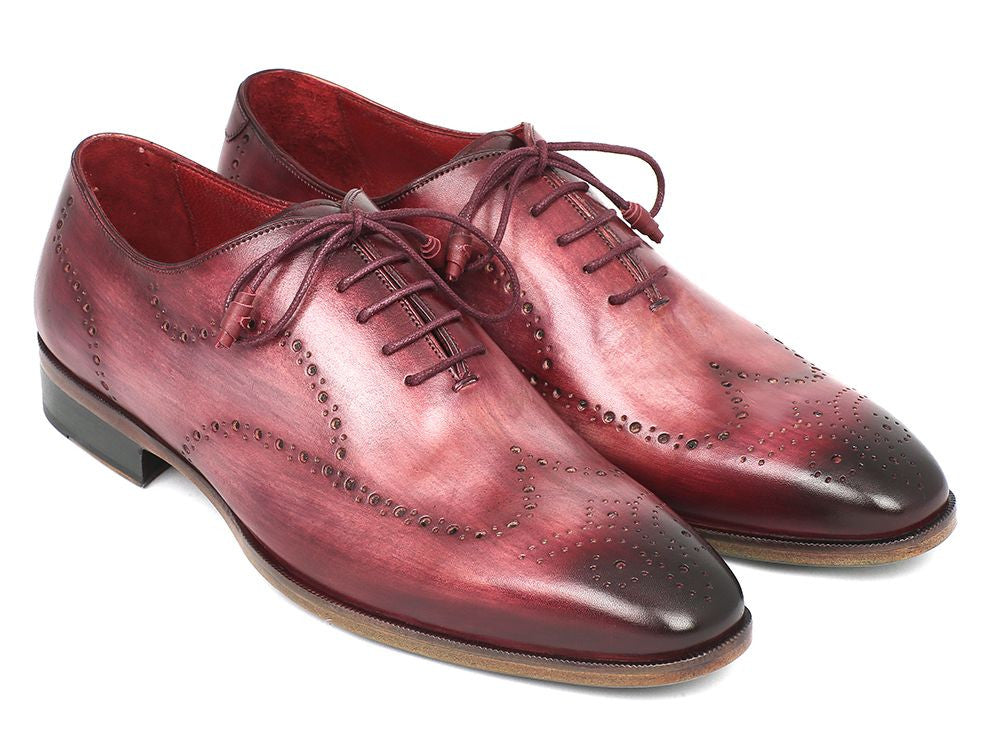 Paul Parkman Wingtip Oxfords Burgundy Handpainted Calfskin