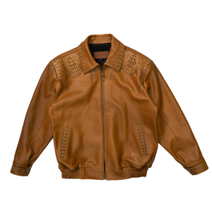 Kashani Buttercup Alligator Lined Lambskin Bomber Jacket - Dudes Boutique