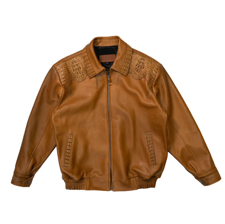 Kashani Buttercup Alligator Lined Lambskin Bomber Jacket - Dudes Boutique