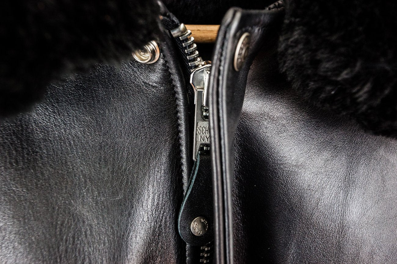 Schott 184SM Men's A-2 Naked Cowhide Leather Flight Jacket - Black