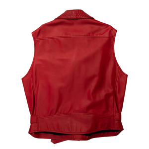 Kashani Red Python Lined Lambskin Motorcycle Vest - Dudes Boutique