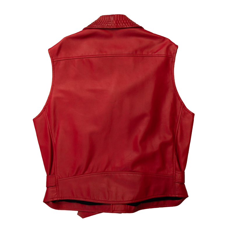 Kashani Red Python Lined Lambskin Motorcycle Vest - Dudes Boutique