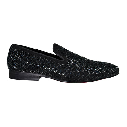 La Milano Irving black leather crystal loafers